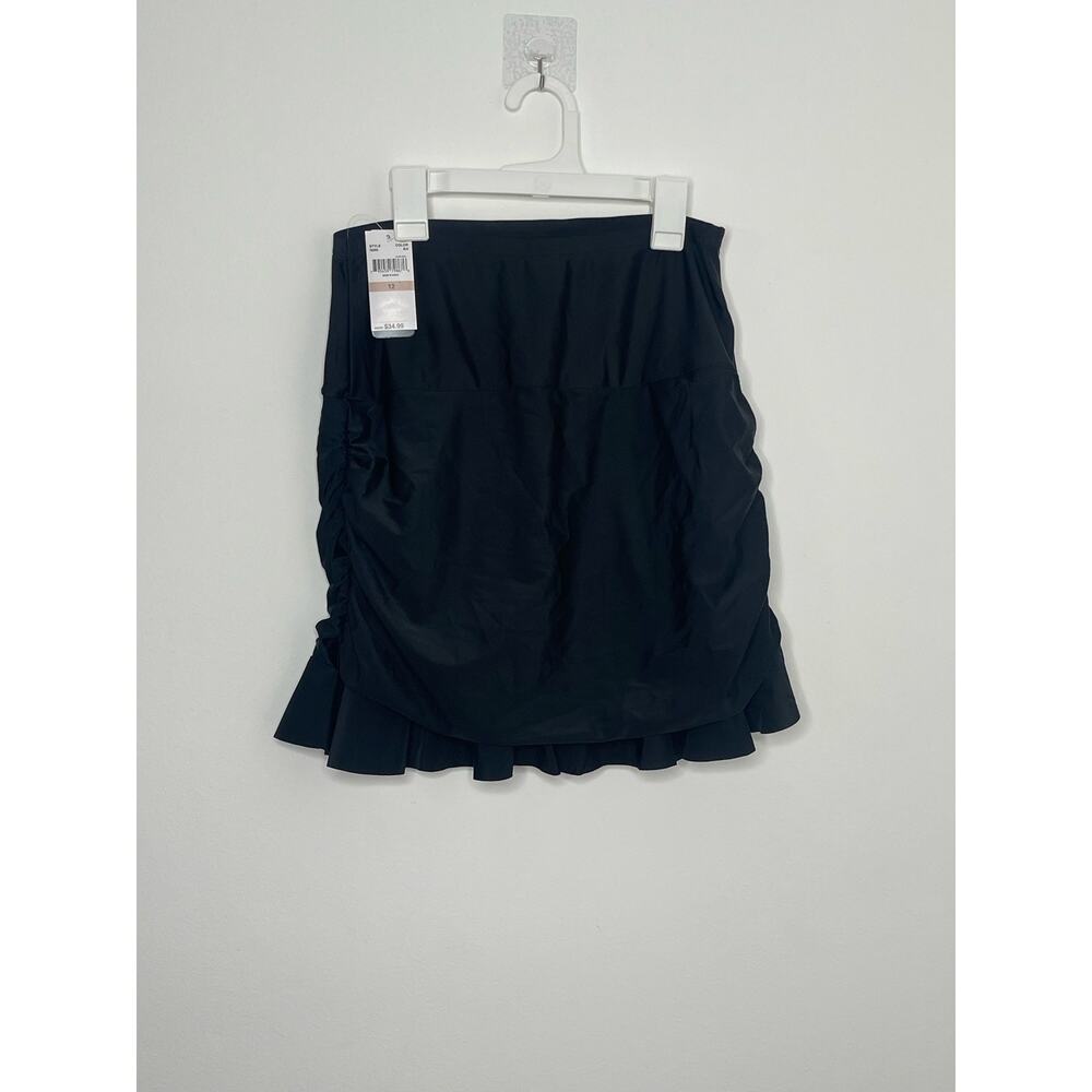Island Escape Ruffled Swim Skirt, Women's Swimsuit Black Size 12 - Picture 5 of 7